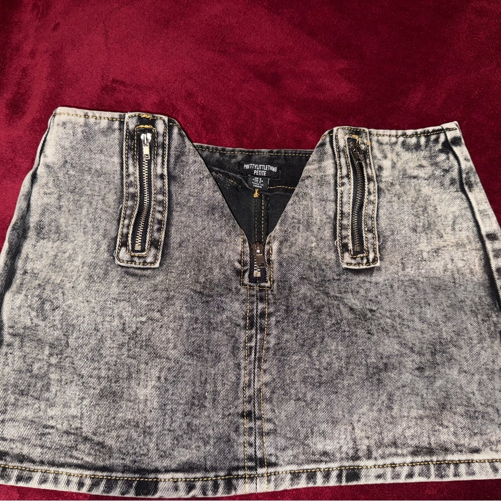 PrettyLittleThing Gray Denim Mini Skirt